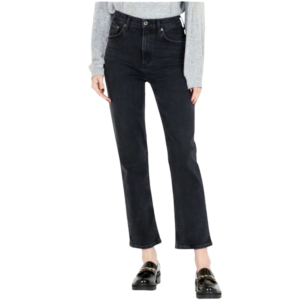 Agolde Wilder Mid Rise Comfort Straight Leg Organic Jean Panoramic Black Size 30 - Picture 5 of 16